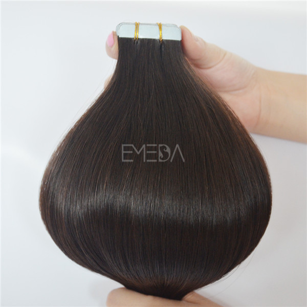 Chocolate brown tape on hair extensions YJ107